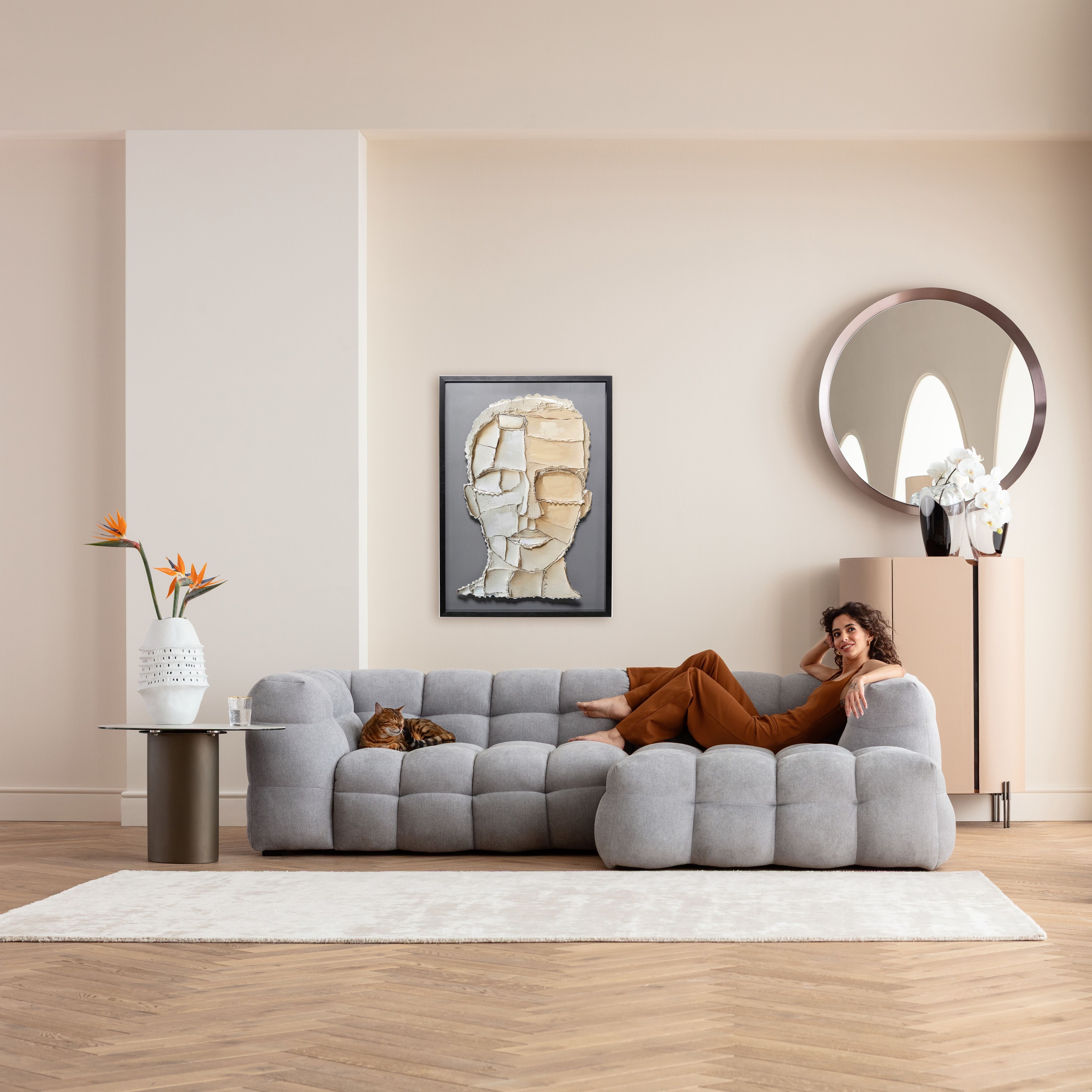 Bild mit Rahmen KARE DESIGN "Gerahmtes Bild Art Visage 70x100cm", farbe bild(er): grau, B:74cm H:104cm T:6cm, Papier, Polyester, Polyresin, Bilder, Bild mit Rahmen