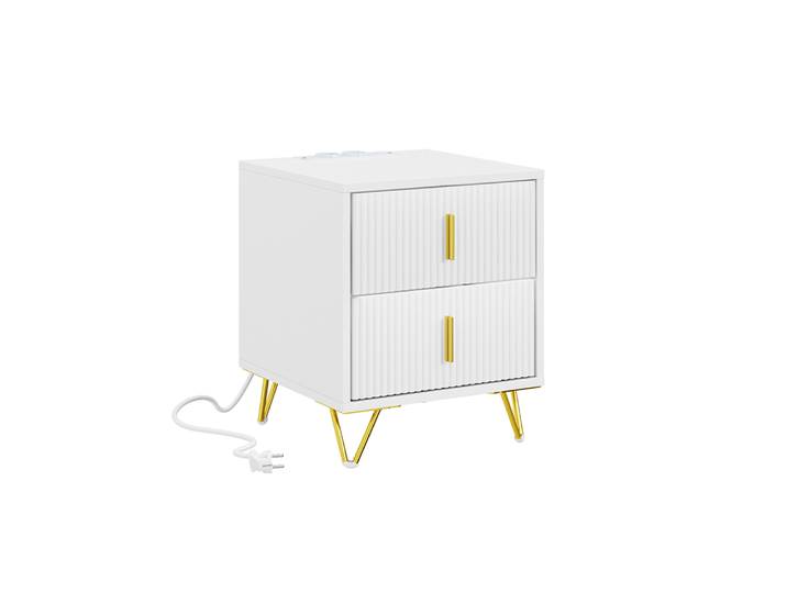 Sobuy Table De Chevet À 2 Tiroirs Blanc 40x40x47cm Moderne Fbt115-e-w