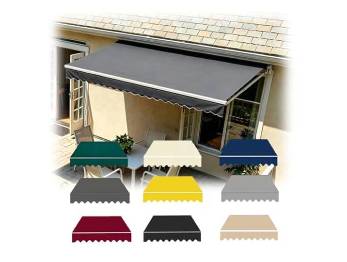 Einziehbarer Markisenstoff, Ersatz-Baldachin, wasserdichter Sonnenschutz, 1 Stück(Dark Grey,W23xL6.5ft)