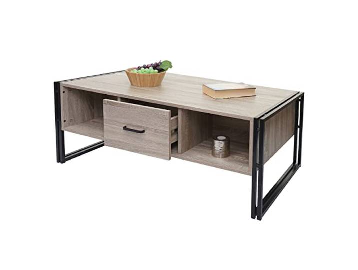 Mendler Couchtisch HWC-A27b 45x110x60cm MVG Metall - Eiche-Optik