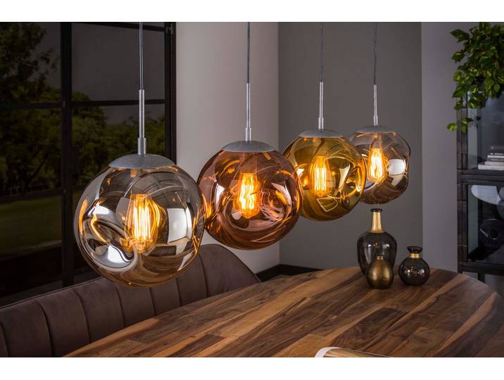 Pendelleuchte „Virelli“ – 4 Leuchten in der Metall-Farbkombination Gold, Kupfer und Chrom - Metall-Farbkombination - Luxusbetten24