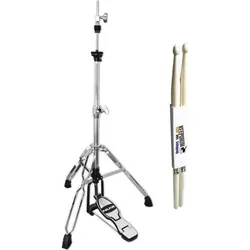 NUX Hihat-Maschine DM-8 Hi-Hat Stativ mit Schlagzeugstöcken (Acoustic-Drum), Schlagzeug, Silber