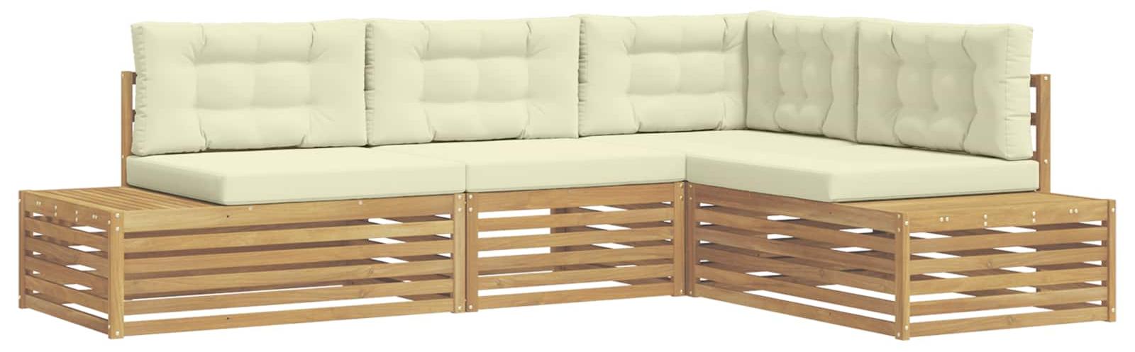 5 Stück Outdoor-Sofaset, weiß