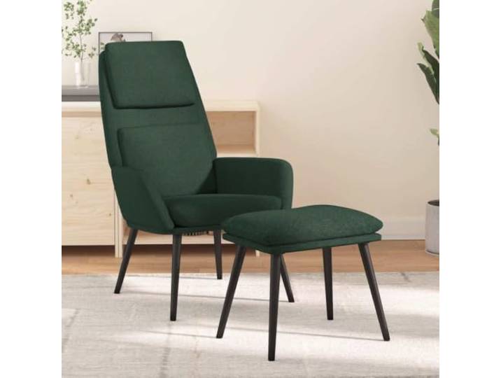 YUTAASU Relax Chair with Ottoman Dark Green Fabric Breathable Durable, Metal Frame, Armrests, Footrest Included, Easy Assembly