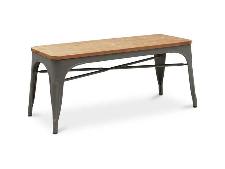 Banc Bistrot Metalix Design industriel en Métal et bois clair - Nouvelle édition Gris foncé