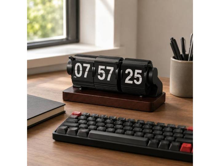 Horloge de table à bascule avec cartes articulées, minuteur de table, décoration de bureau, style rétro vintage