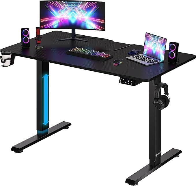 Selius Elektrisch In Hoogte Verstelbaar Bureau met Zwart Carbon Look Tafelblad, B/D: 110 x 60 cm