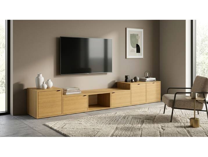 Breites TV Lowboard nach Maß Echtholz Furnier Eiche geölt