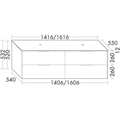 Burgbad Waschtischunterschrank+Konsolenplatte Oteo Eiche Dekor Caramel/Feinstein Beton SHMF161F7557A0390