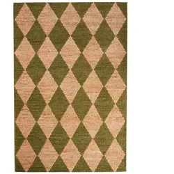 KADIMA DESIGN Jute Teppich Flachgewebe Rautenmuster Handgefertigt Naturfaser | 120x170cm