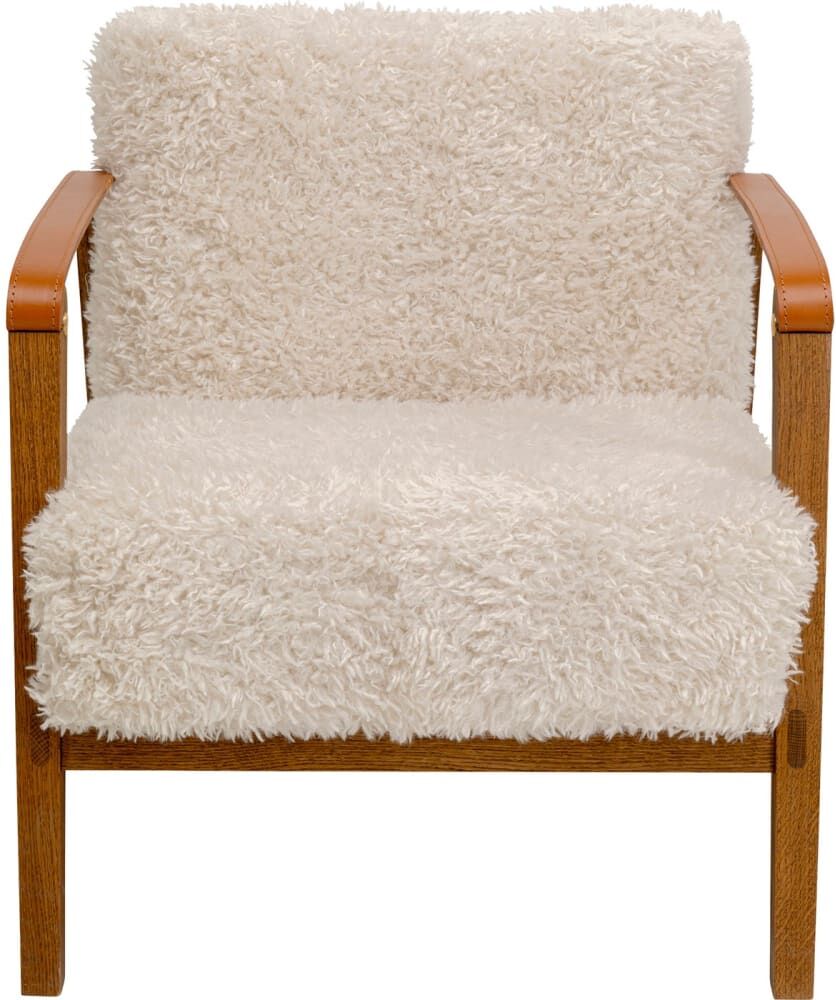 Kare Design Fauteuil en polyester bouclé crème et chêne Beige 68x75x85cm