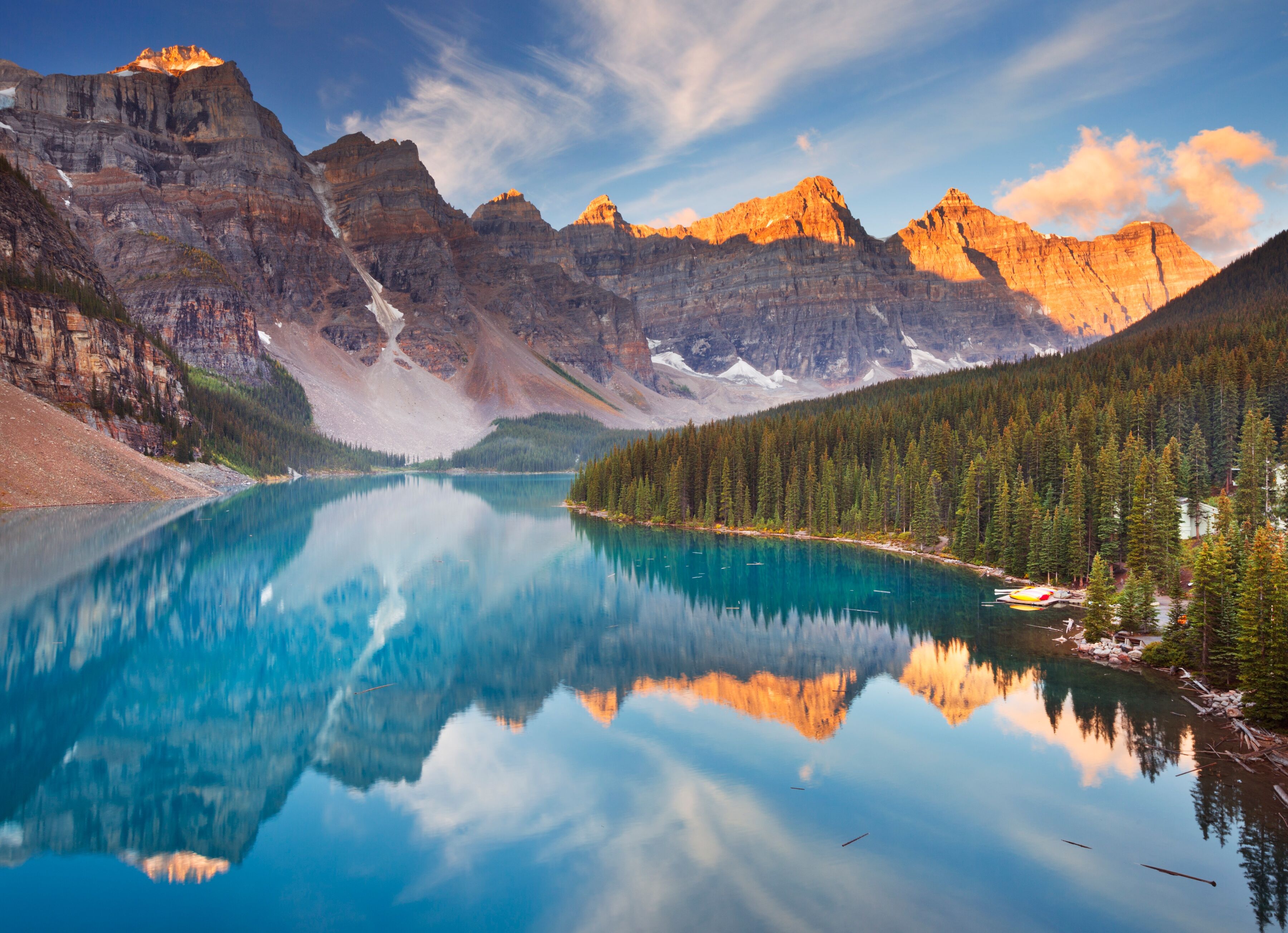 Papermoon "Moraine Lake Rocky Mountains" glatt bunt B/L: 3,5m x 2,6m, Bahnen: 7 Stk.