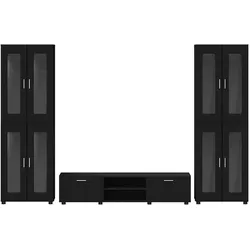vidaXL, TV Möbel, Rivka TV cabinet with 2 drawers +2x Highboard with 4 glass doors (39 x 39 x 30 cm)