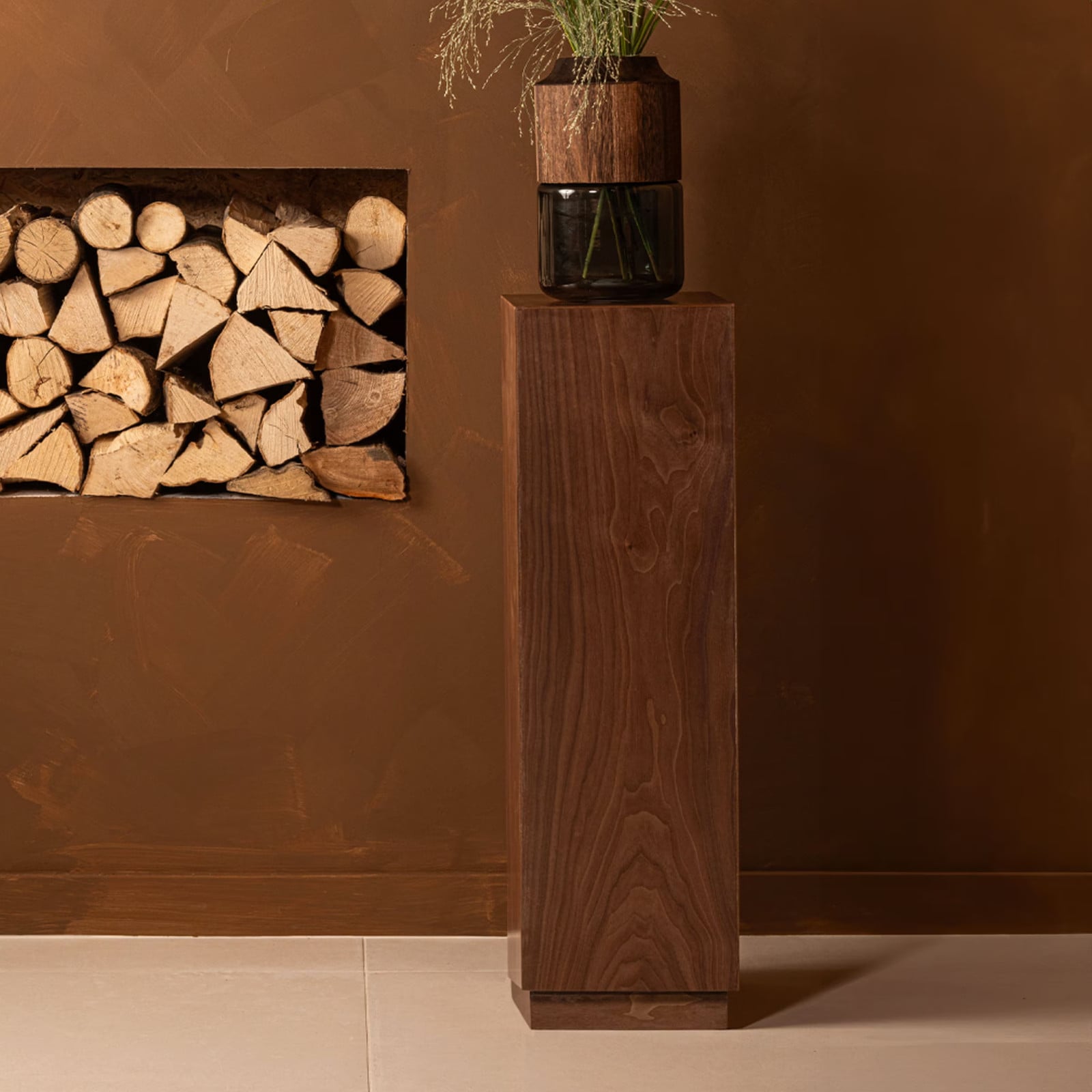WOOOD Plantenstandaard Enid Walnoot, Hoogte: 80 cm