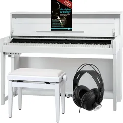 Classic Cantabile UP-1 WM E-Piano Weiß Matt Deluxe Set