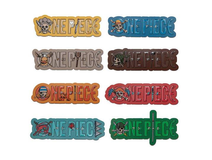 One Piece Jolly Roger Aimants de réfrigérateur Lot de 8 Aimants de réfrigérateur anime personnages Luffy Zoro Sanji Ace Buggy Usopp Brook Arlong Décoration de cuisine Cadeau de collection pour fans