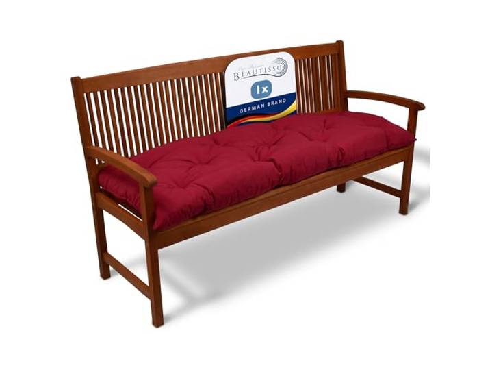 Beautissu coussin banc jardin extérieur pour terrasse balcon balancelle 180x50x10cm rouge banquette d'assise rembourrage Flair BK