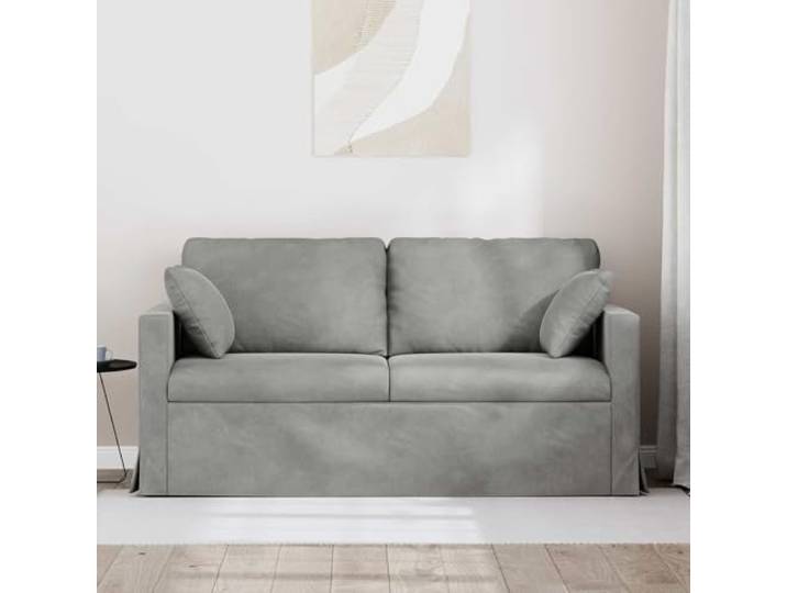 KTHLBRH Sofa hellgrau 158 x 78 x 80 cm Samt Gestell aus Metall, Armlehnen aus Holz, ergonomisches Design, Verwendung im Innenbereich