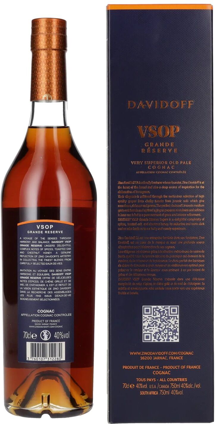 Davidoff Cognac Davidoff VSOP Grande Réserve Cognac 40% Vol. 0,7l in Geschenkbox
