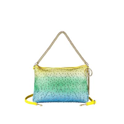 Schultertasche "Bling", Damen, Gr. B/H/T: 30cm x 21cm x 3cm onesize, blau (türkis), Polyurethan (PU), COLLEZIONE ALESSANDRO, Taschen Schultertasche, mit tausenden Strass Glitzersteinen