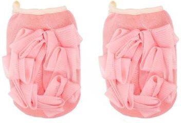 Uplifted Trends Dual Sided Exfoliating Gloves For Shower And Body Cleansing 2pcs Pink