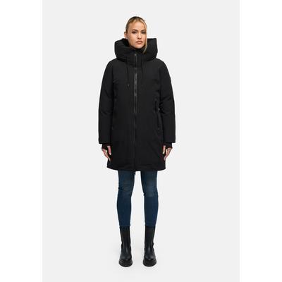 Winterjacke MARIKOO "Polarhäschen", Damen, Gr. M, schwarz, Obermaterial: 92% Nylon, 8% Elasthan, Jacken Winterjacke, Wintermantel mit Kapuze, Stehkragen, taillierte Rückenpartie