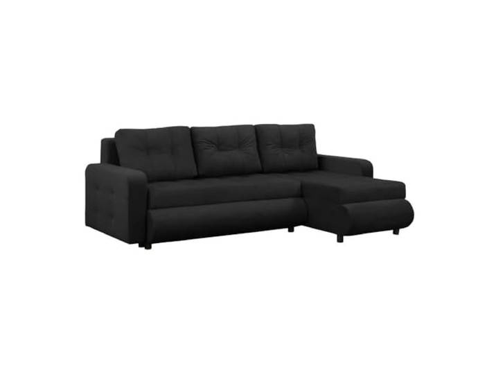 FORNIRO 24 Fabio Ecksofa 226x143x83cm Schwarz Wohnzimmer Couch Schlafsofa Mit Schlaffunktion & Bettkasten - L-Form - Kissen - Stoff Premium ausziehbar Gäste bequem Stauraum Design hochwertig robust
