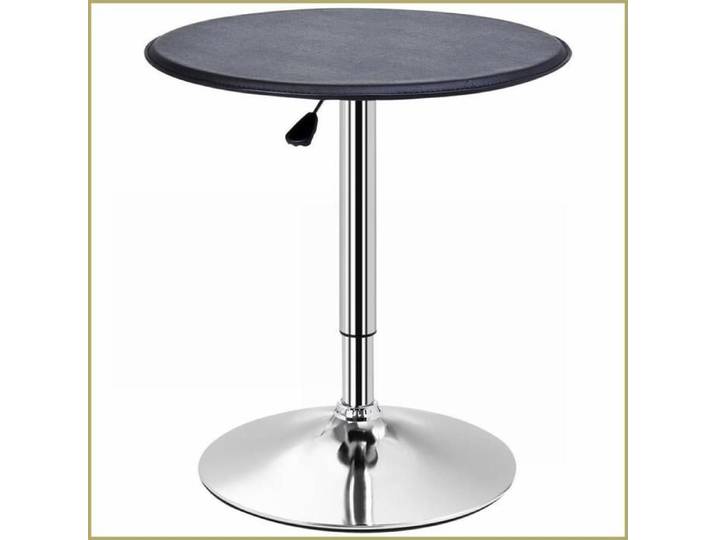 Table de Bar Réglable en Hauteur - Plateau Similicuir Noir Pied Chromé - Ø63cm