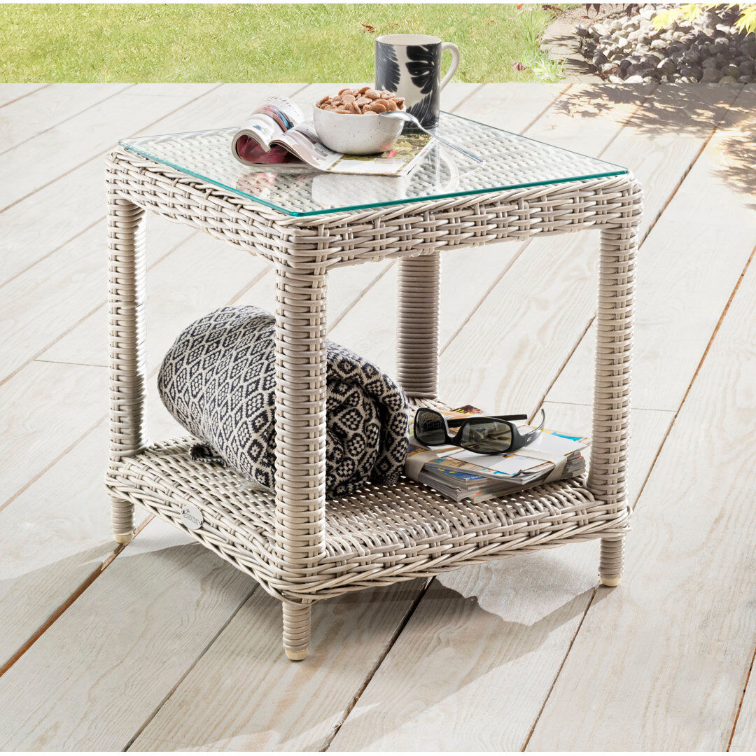 Highland Dunes Kinney Rattan Coffee Table White