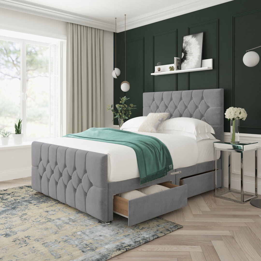 JC Beds Ltd. Upholstered Divan Bed Silver Double (4'6)
