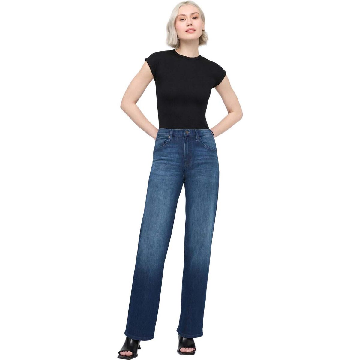 DU/ER Performance Denim Plus High Rise Straight moonlight (MNL) 30W 31L WFGR4527-MNL-30-31