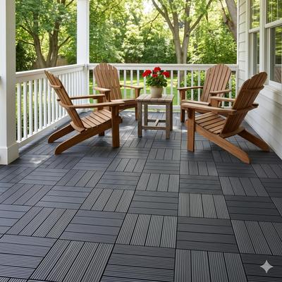 Kodotan sofa "Plastic Interlocking Deck Tiles, 44 Pack 12""x12""Waterproof Non-Slip Flooring,All Weather Drainable Snap Together Decking Tiles"