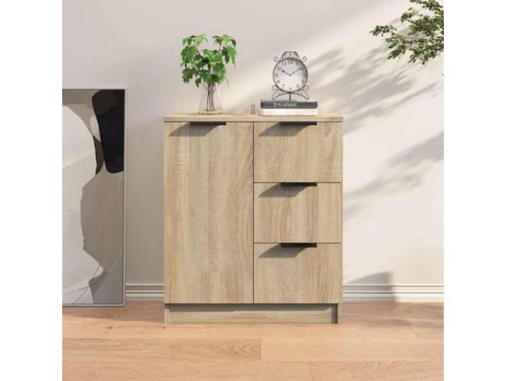 RJPLMFV Anrichte Eiche Sonoma, 60 x 30 x 70 cm, Holz Wendbare Tür, geräumige Aufbewahrung, robuste Oberseite, Wandbefestigung inklusive