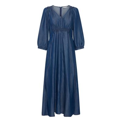 Midikleid PULZ JEANS "Damen Kleid PZSEVIELLE", Damen, Gr. XS, N-Gr, blau (un, washed denim), Obermaterial: 100% Lyocell CLY., Kleider Midikleid