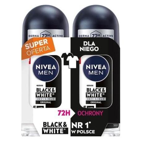 NIVEA Deo Rollon Duo Men's Black & White Invisible Original 2x50ml (Roll-on, 100 ml) (58803650)