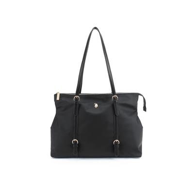 Tragetasche U.S. POLO ASSN. "HOUSTON SHOPPING BAG Damen", Damen, Gr. B/H/T: 14cm x 26cm x 14cm onesize, schwarz, Polyester, Polyurethan, Taschen, Tragetasche Damen, Shopper, Einkaufstasche, Fashion, Lifestyle, Sale