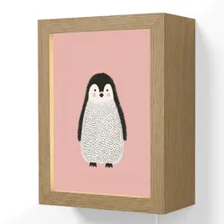 WANDLEUCHTE Pinguin - Punkte - Minimalistisch - Rosa Wandlampe 15x20 cm Wandlampe