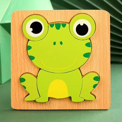 Inspired Finds 3D Wooden Animal Puzzle Early Learning Educational Toy For Toddlers & Kids frog