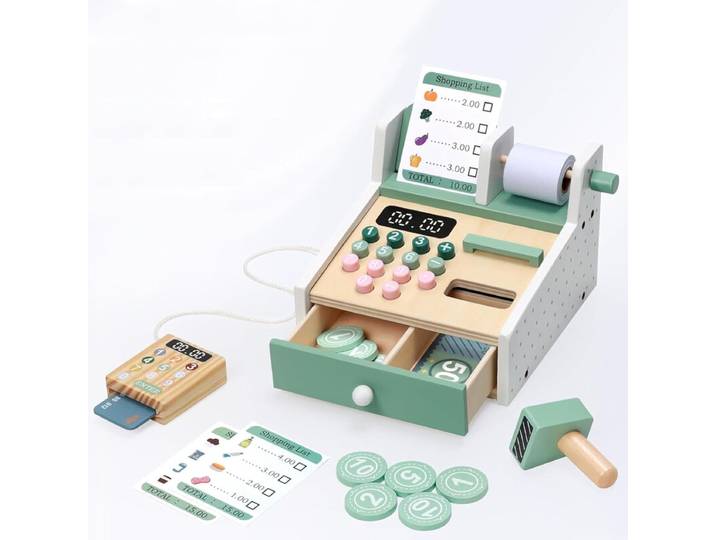 OSLINE Jouet caisse enregistreuse pour enfants - Vert - 1 ensemble
