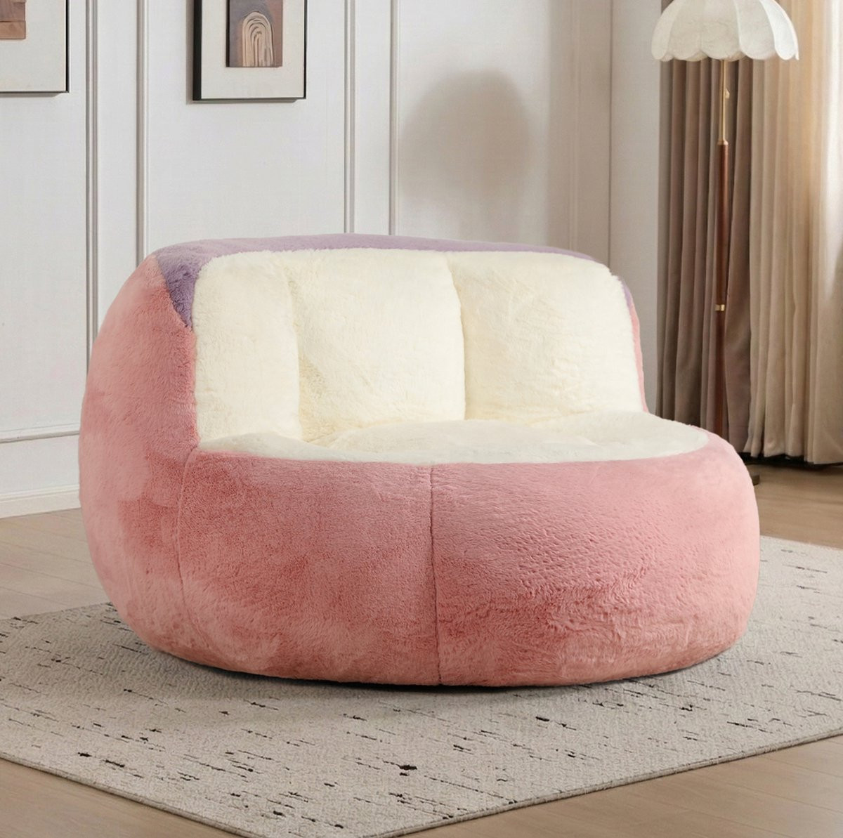 HAUSS SPOLE Zitzak Loungestoel met Rugleuning en Antislip Onderkant - Imitatiebont - Meerkleurig