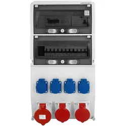 Baustromverteiler eXT-S/FI 32A 2x16A 4x230V Schuko mit Stromzähler Doktorvolt DV-0809-D