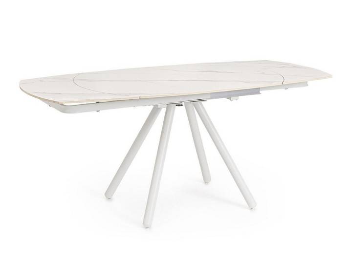 Natur24 Esstisch Raita Tisch 119-178 x 89,4 x 75 cm Stahl Weiß