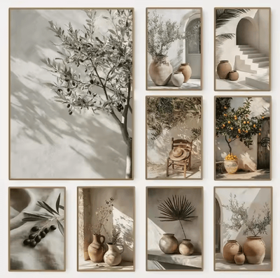 Inspire Picks Minimalist Olive Tree Canvas Wall Art Mediterranean Frameless Still Life Poster 7 50x75cm No Frame