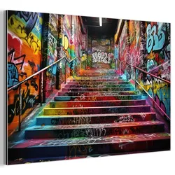 METALLBILD Treppe - Graffiti - Farben - Kunst 30x20 cm