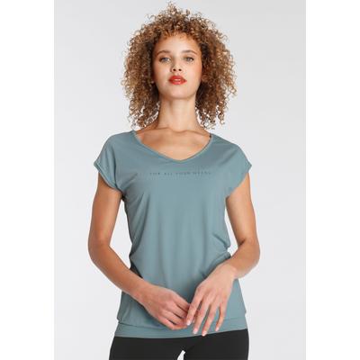 Funktionsshirt FAYN SPORTS "Cuffed Tee", Damen, Gr. 48/50, blau (eisblau), Jersey, Obermaterial: 87% Polyester, 13% Elasthan, figurbetont, 20_2_7_Shirts Funktionsshirt, atmungsaktiv, schnell trocknend, aus Jerseystoff