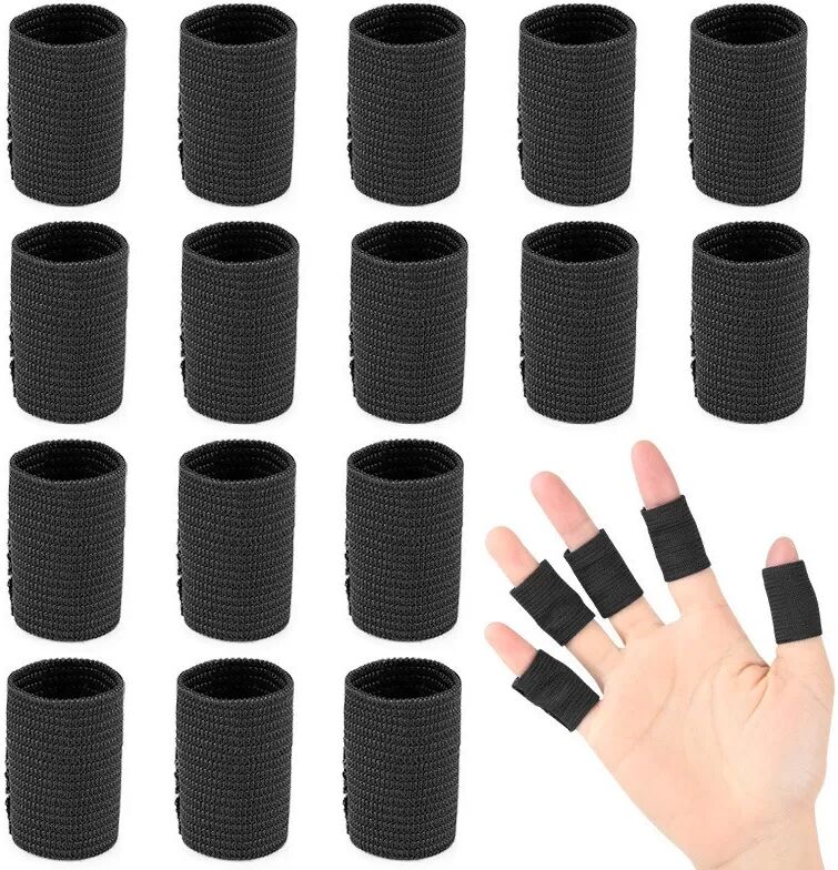 INF Lot de 10 protège-doigts de sport en polyester noir pour basketball, volleyball et badminton