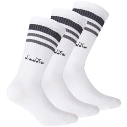 Diadora Unisex Tennissocken - 3er Pack, Logo, Streifen Weiß / 39-42