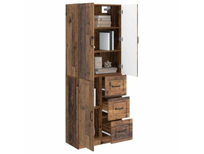 KTHLBRH 2-teiliges Schrank-Set aus antikem Holz, 3 Einlegeböden und 3 Türen Technisches Holz, stapelbar, platzsparend, 3 Schubladen, Verwendung im Innen- und Außenbereich