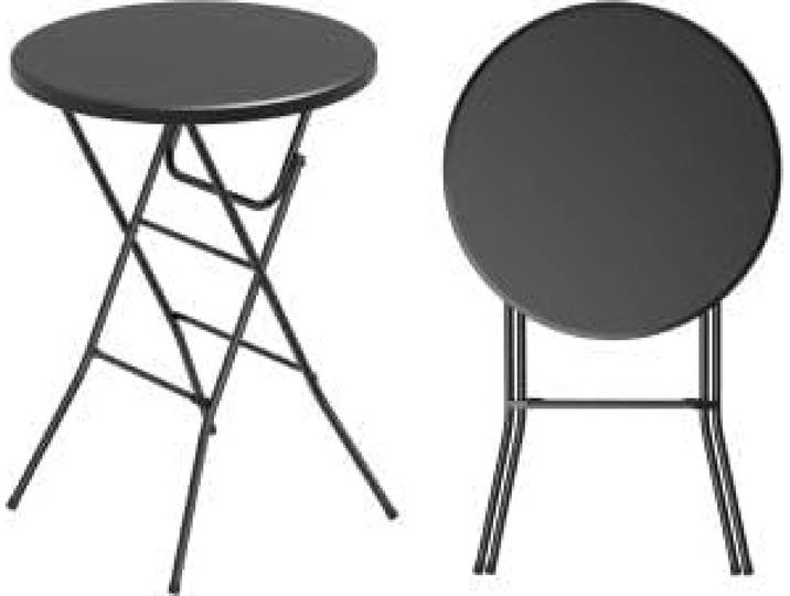 LuxFocus 2er Set Klappbarer Bartisch Ø80 cm Höhenverstellbar HDPE Schwarz Runder Stehtisch mit robuster Oberfläche für Garten, Terrasse, Events und flexible Nutzung im Außenbereich