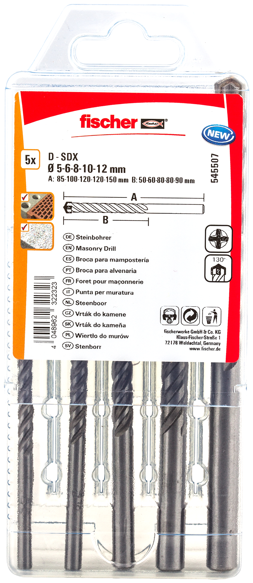 fischer Deutschland Vertriebs GmbH fischer Steinbohrer D-SDX Set 5-12mm 5pcs 545507